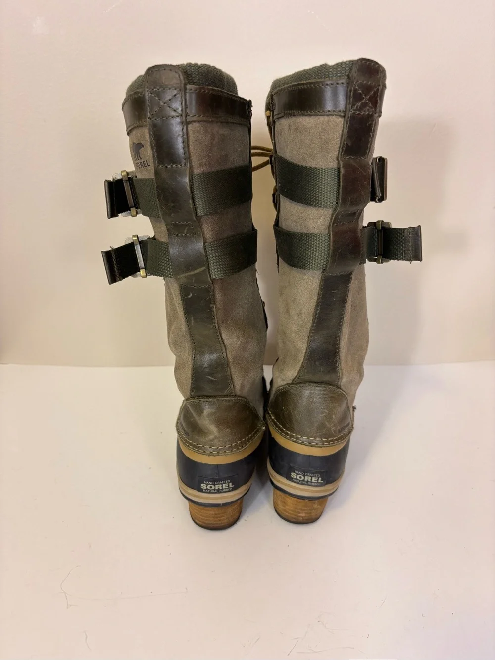 Sorel Green Suede & Leather Tall Lace-Up Waterproof Winter Boots Women’s 8